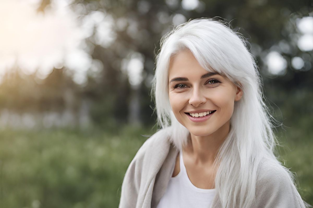 Young woman with lovely White hair